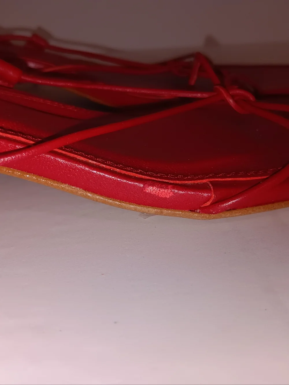 Zara Red Lace-Up Minimal Flat Sandals - Picture 6 of 6